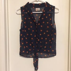 HOST PICK!! Navy blue, sheer Black Poppy top small